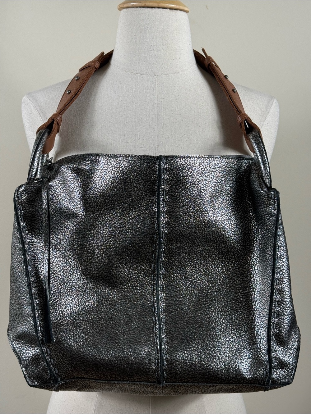 NWOT The Sak Black Pebbled Leather Tote Bag Large